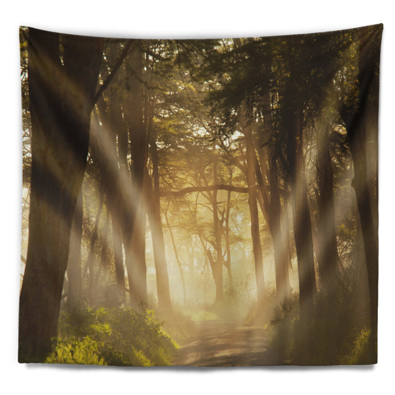 Tapisserie de la jungle profonde avec lumières du soleil, H 32 po x l 39 po