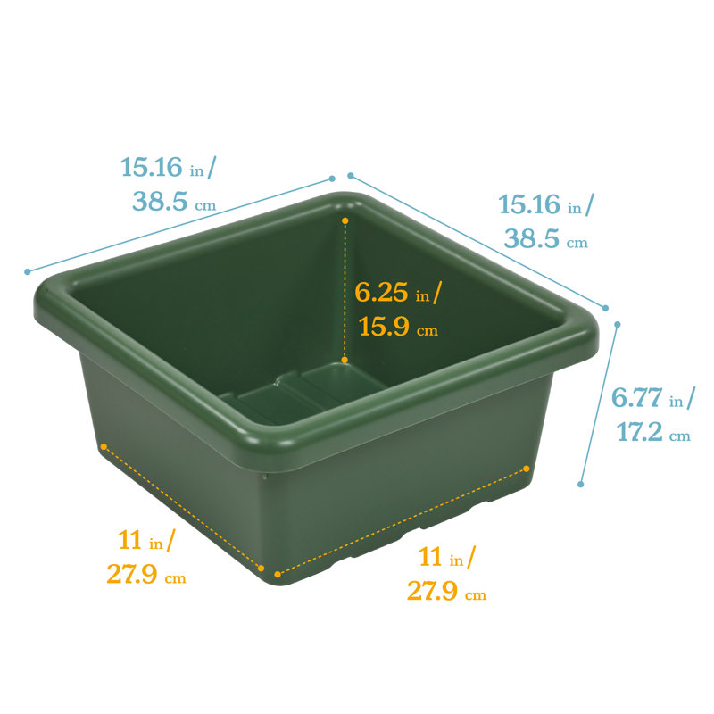 ECR4Kids Stackable Square Bins with Non-Snap Lids, Multipurpose Organization, 4-Pack, Hunter Green