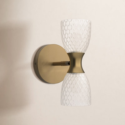 2 Light Glass Dimmable Armed Sconce