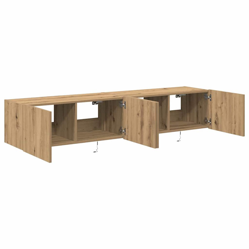 TV Wall Cabinet Engineered Wood, 31cm H x 80cm L x 35cm W, Artisan Oak