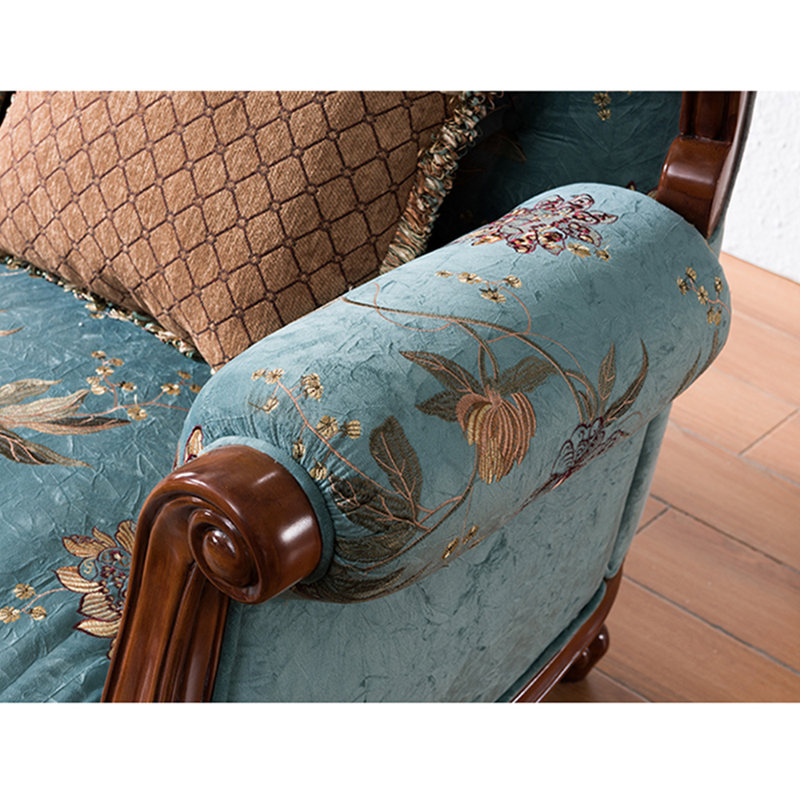 Canapé simple en bois massif de style européen avec accoudoirs arrondis de 80,31 po
