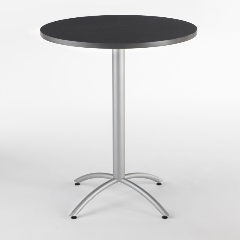 Aleksandras Round Metal Base Dining Table, Graphite, 42"H x 36"L x 36"W