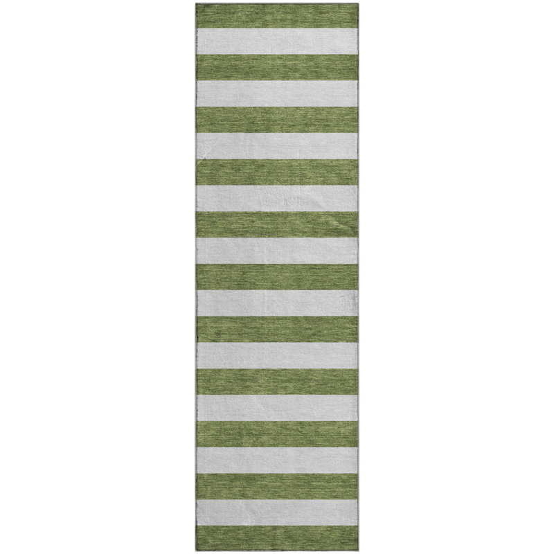 Premium Machine Washable Cerrito AMF528 Olive Rug, Runner 2'3" x 7'6"