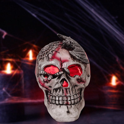 2PK Solar Halloween Decorative Lights Skeleton Skull Human Skeleton Head Skull Model For Halloween Garden Yard Lawn Outdoor Decoration (Spider)