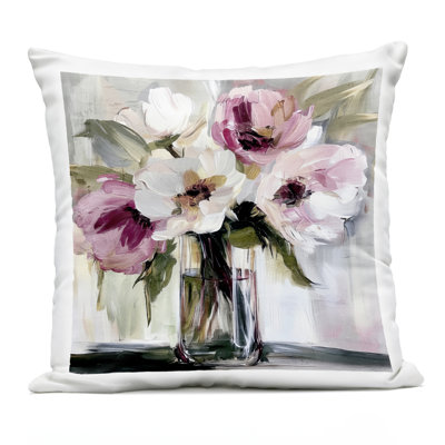 Resonance Flower Vase Outdoor Printed Pillow, design by Annabelle Hall, 18 x 7 x 18