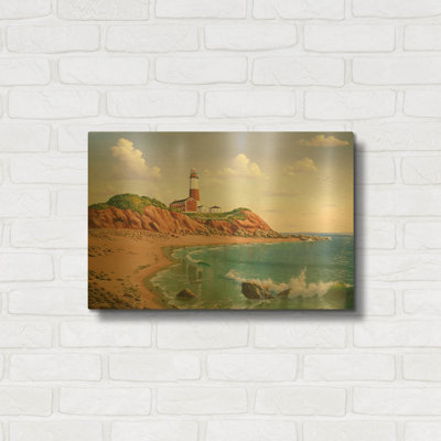 'Montauk Point, NY' By Eduardo Camoes Gold Metal Wall Art, 24" x 16"