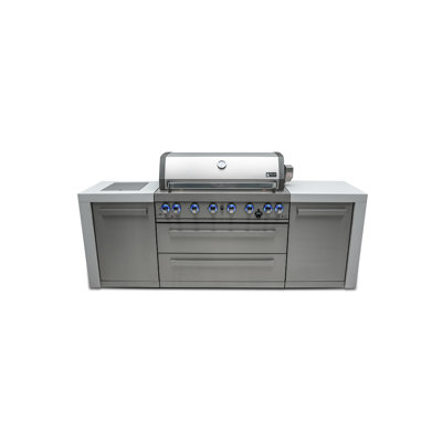 Îlot de cuisine de luxe en acier inoxydable de qualité supérieure avec brûleur latéral et l 94 po Mont Alpi + Garantie à vie