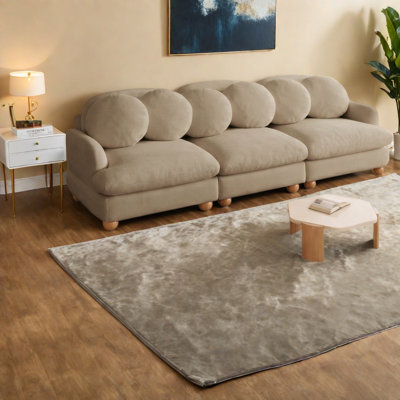 Canapé d'angle à compression, canapé 3 places en chenille, salon moderne couleur camel
