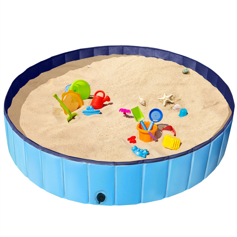  Grande baignoire pliable en PVC pour chiens / chats, H 12 po x l 55 po x P 55 po, Bleu