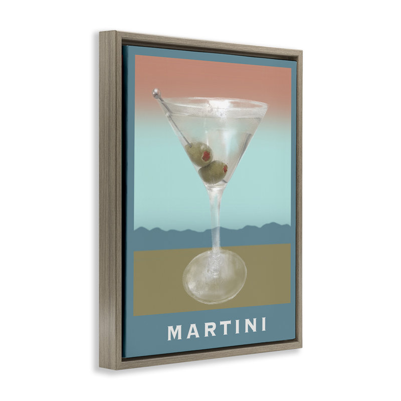 Cadre flottant Martini sur tons doux, design par Matthew Piotrowicz, H 21 po x l 17 po, Cadre flottant orme Montalcino
