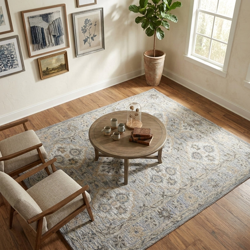 Tapis en laine naturel fait à la main Rhea , Rectangle 9 pi x 12 pi