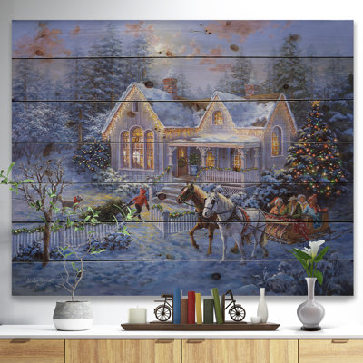 Christmas Eve Family Coming Home In Sleigh - Painting