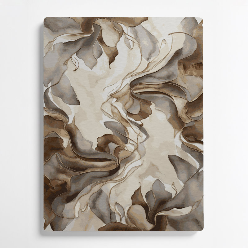 Abstrait aquarelle 44, art mural gris en métal, H 24 po x l 36 po