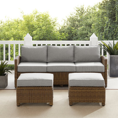 Canapé de patio d'extérieur en osier avec coussins 80,5 po Regina