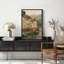 «Coastal Italian Cliffside Town with Arched Bridge and Calm Sea», reproduction d'art sur toile encadrée-1008257916-1008257905