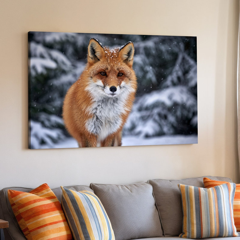 Toile, portrait rapproché d'un renard roux mettant en vedette son art mural, H 9 po x l 12 po