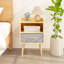 Table d'appoint en bois avec tiroir en tissu pliable, 2 tables de chevet pour et adultes en chêne, structure solide avec pieds en panneau de particules, installation rapide, peut supporter 40 livres, assez de rangement pour la lampe de la pièce-1113343151