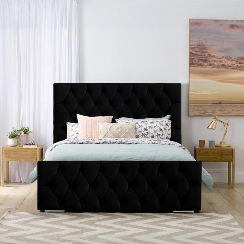 Bollman Upholstered Bed, Double (4'6), Black