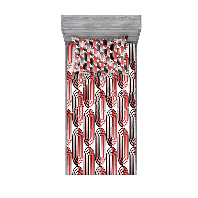 Ensemble de draps géométriques Ellipse Curves, Taie d'oreiller pour lit simple