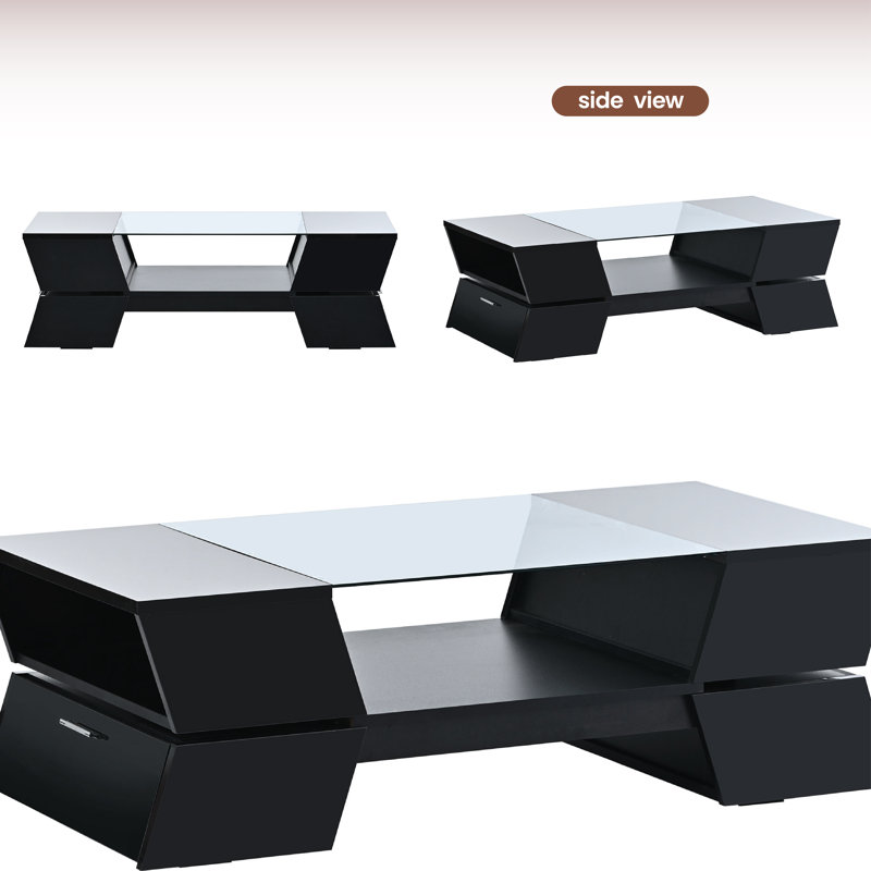 Jurlean Glass Top Coffee Table, Black