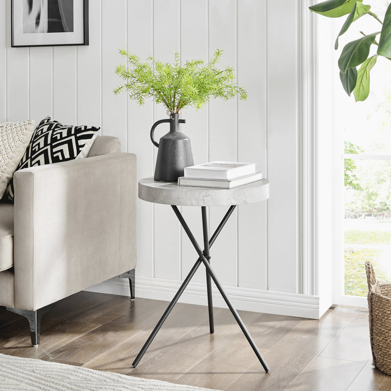 Franda Gray Faux Concrete End Table