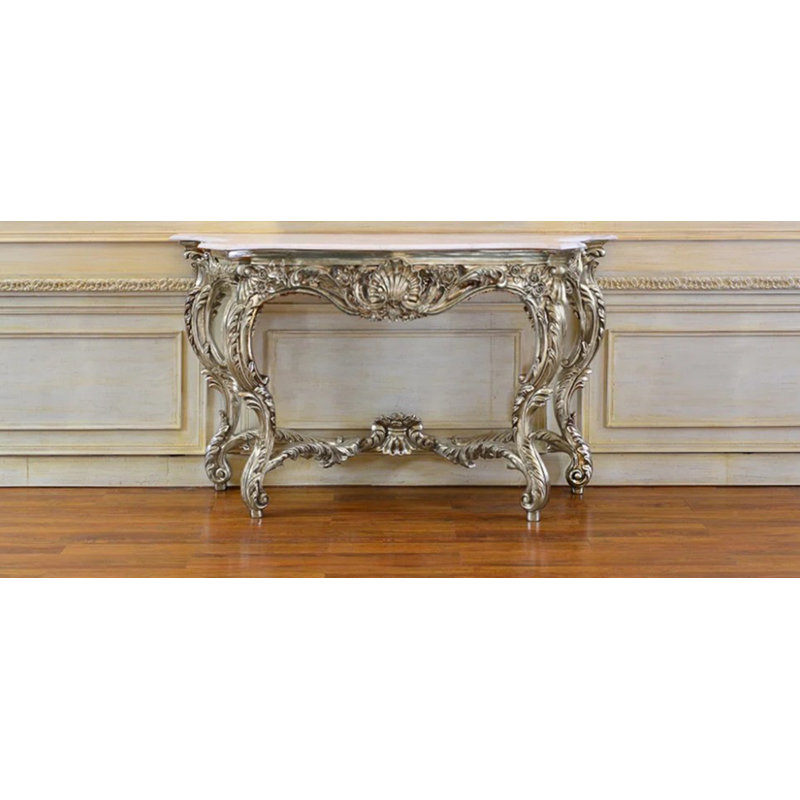 Aurora 60.63'' W Console Table, White, Silver
