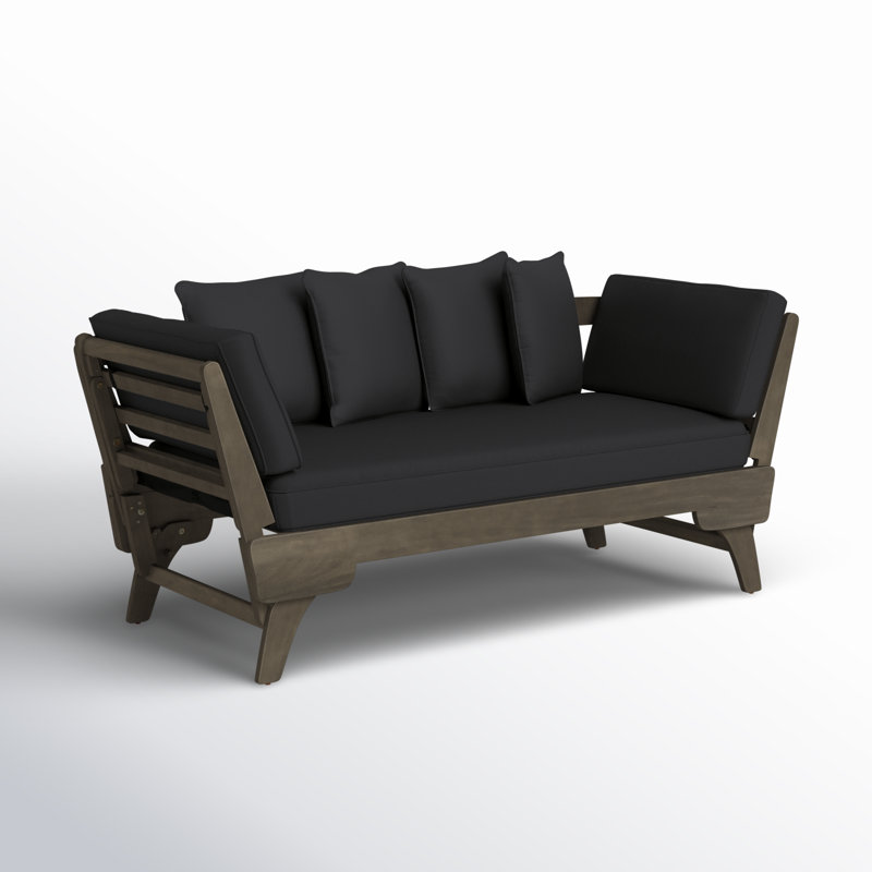 Lit de jour d'extérieur avec coussins Lauire, Coussin noir / structure grise
