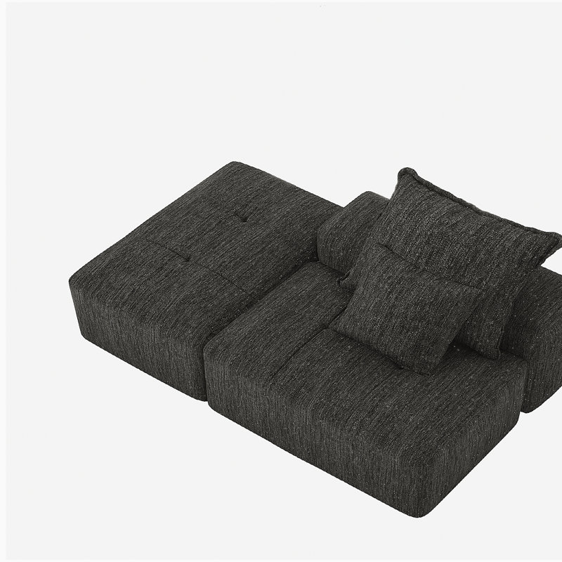 Canapé modulaire moderne de très grande taille, canapé en tissu de flanelle éblouissant, avec deux coussins, canapé à coussins souples intégré, aucun assemblage requis.