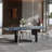 79" Luxury Blue Faux Marble Modern Rectangular Dining Table for 6,Stainless Steel Base