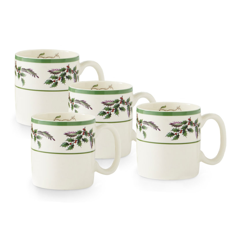 Holly Mugs, Set of 4