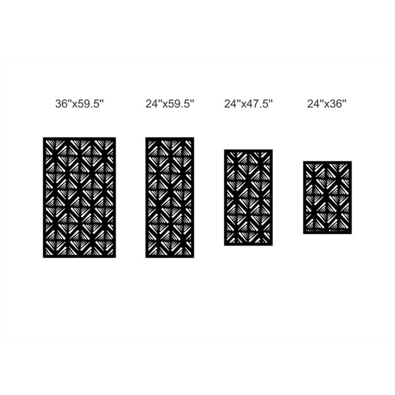 Panneau d'intimité en aluminium découpé au laser en aluminium Ijolite, Noir mat, L 24 po x H 48 po
