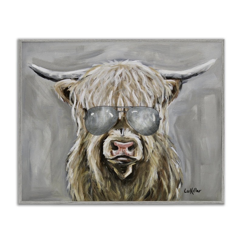 Hipster bovin avec lunettes de soleil, estampe numérique, design par Lee Keller, H 11 po x l 14 po