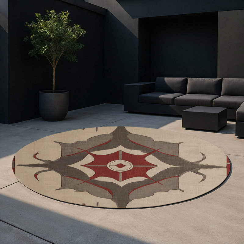 Chateau Mosaic Indoor And Outdoor Area Rug, Round 5'