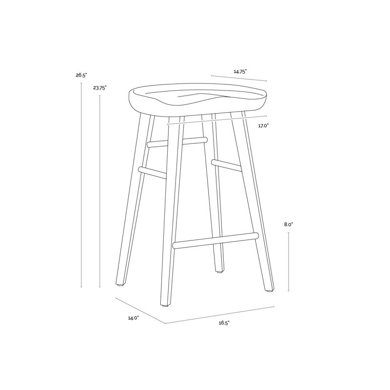 Dominic Upholstered Stool, Counter Stool (26.5" Seat Height), Black