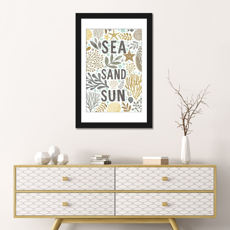 « ix », impression sur toile Under Sea Treasures, H 32 po x l 24 po x P 1 po, Papier d'art encadré noir, Blanc