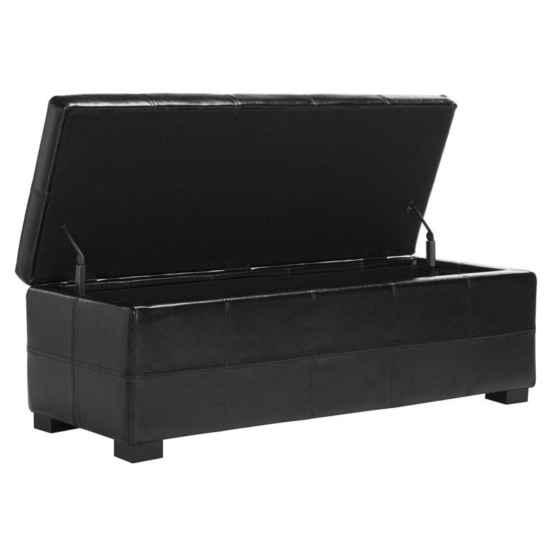 Banc de rangement rembourré Maiden, Similicuir noir