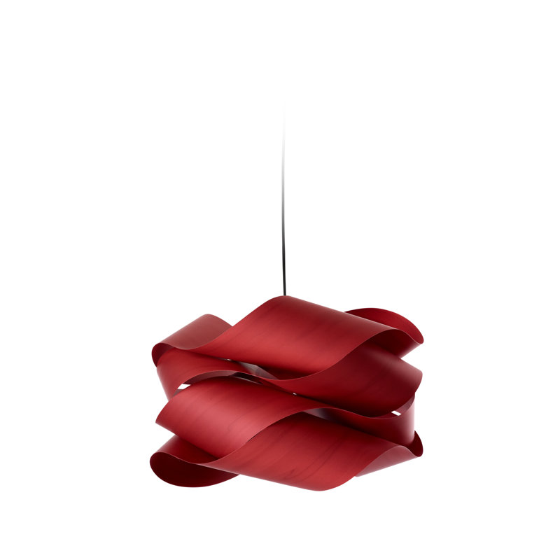 1 - Light Pendant, Nickel, Red, 15.7" H x 27.1" W x 27.1" D