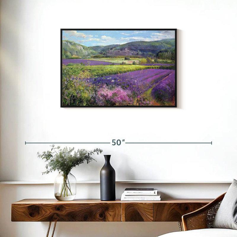 Champs de lavande dans la vieille Provence, 31 po x 21 po, Cadre flottant noir