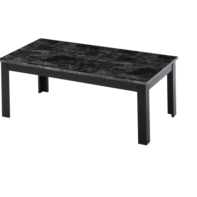 Table 3 pièces de style traditionnel, table basse rectangulaire avec tables de bout carrées, dessus en faux marbre, finition grise, dépliant d'assemblage simple de luxe, fabrication sans effort