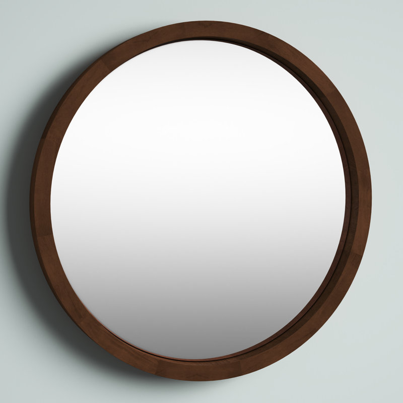Loftis Solid Wood Mirror, Walnut Brown, 30" x 30"