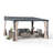 Sunjoy 12 x 14 ft Wall Mounted Gazebo with Powder Coated Steel Roof, Black Aluminum & Metal Frame Lean to Gazebo with Curtains and Netting