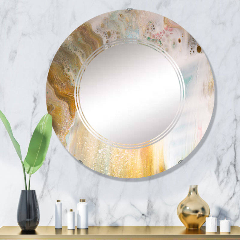 Art fluide dans des tons pastel I - Miroir mural moderne, 32 po x 32 po