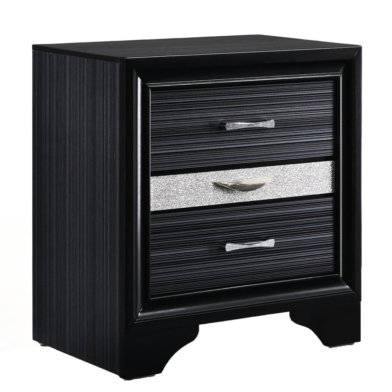 Black Nightstand With 3 Drawers For Bedroom - Functional Storage Unit Versatile And Furniture