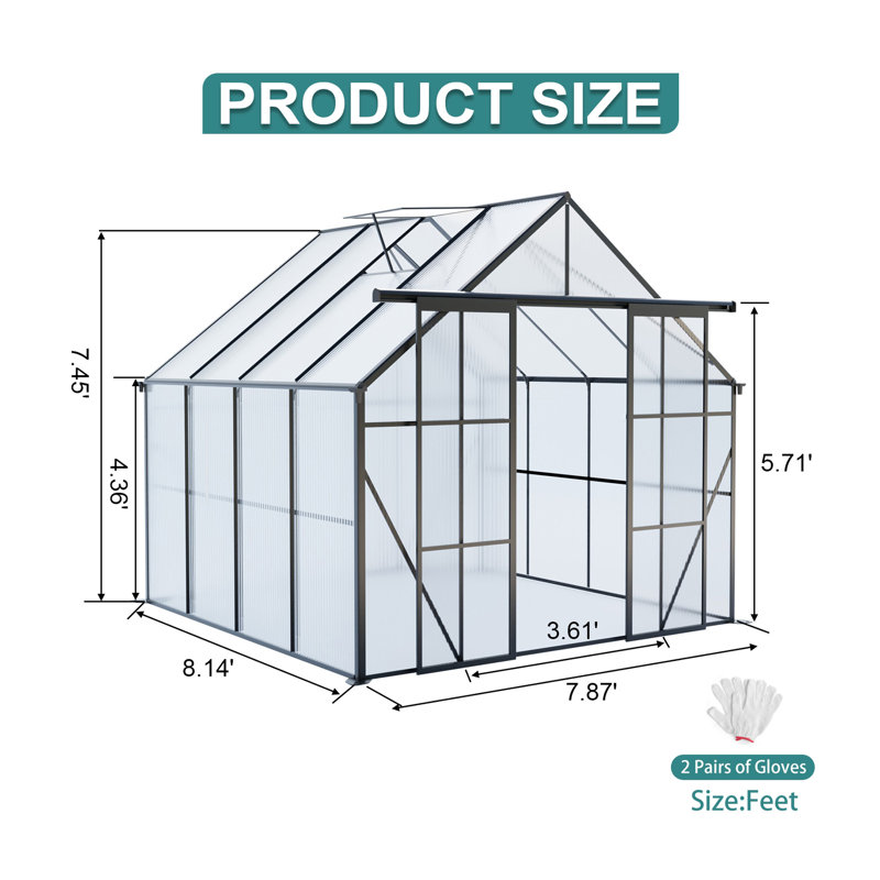 Base surélevée en polycarbonate à double porte 8X8 pi