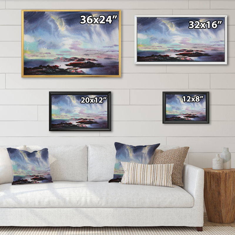 «Storm Clouds Over the Ocean», impression sur toile encadrée, H 8 po x l 12 po x P 1 po, Cadre flottant doré