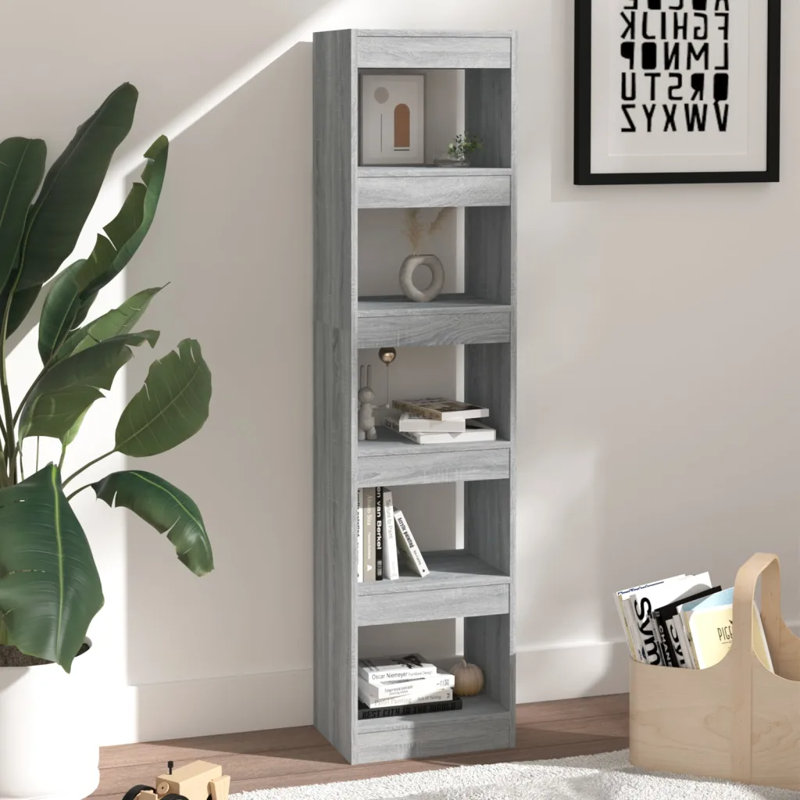 Gelt Manufactured Wood Etagere Bookcase, Sonoma Grey, 166cm H x 40cm W x 30cm D