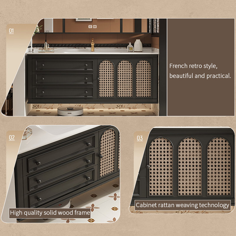 Armoire de salle de bain style français de luxe rétro
