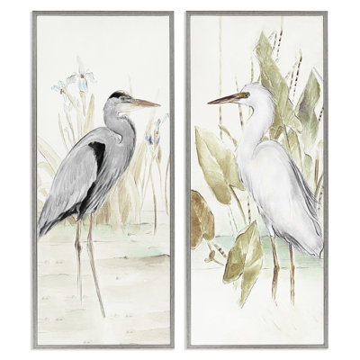 «Heron Egret Marsh Landscape», ensemble de 2 giclées encadrées par Lanie Loreth