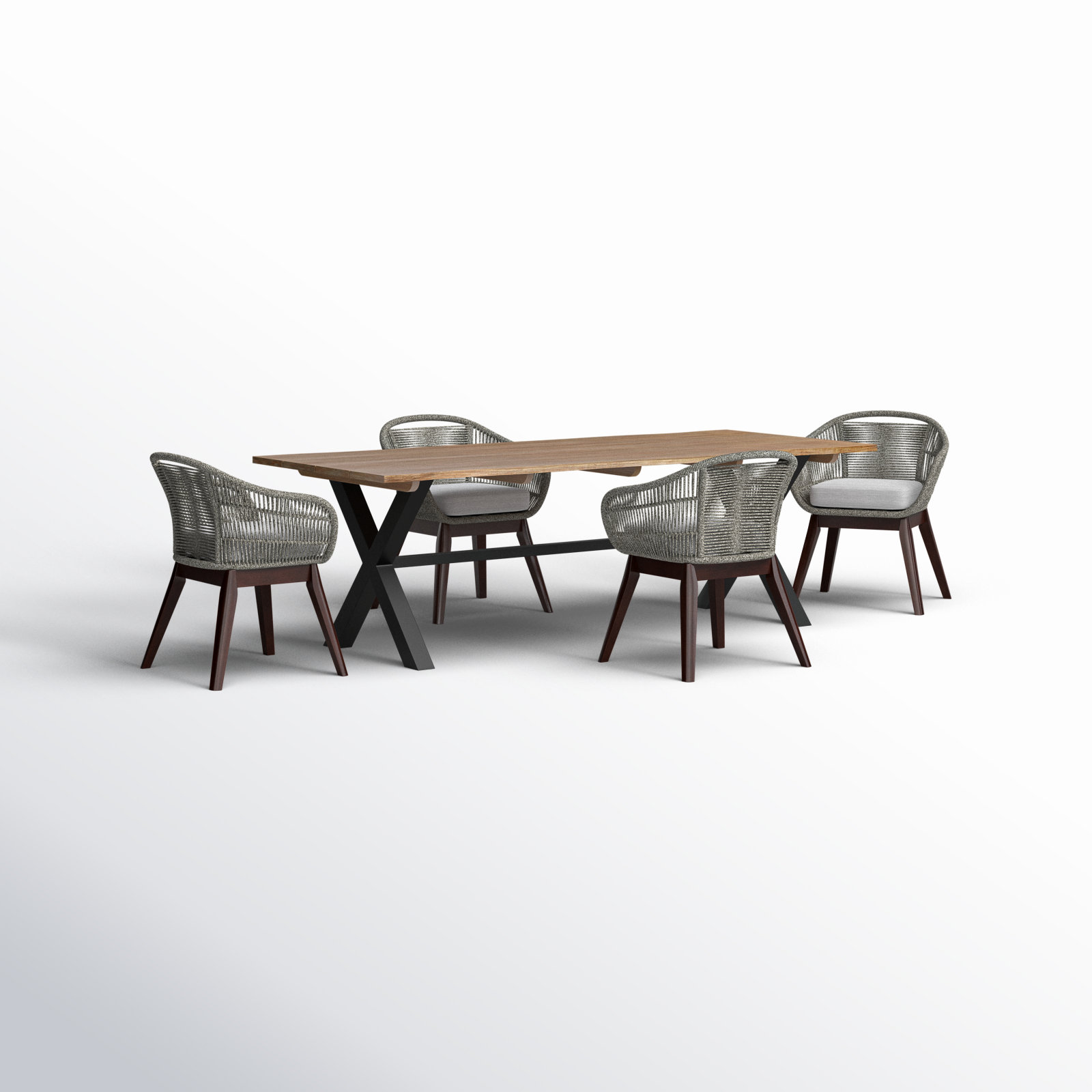 Eloisa 94.5'' Rectangular Outdoor Dining Set with Cushions, 4