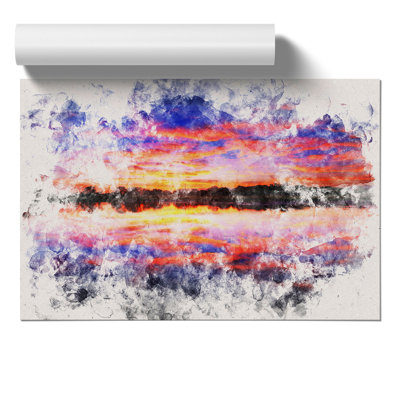 Evening Sunset Watercolour - No Frame Print